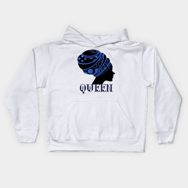 WOMEN Empowerment Black Queen Blue Kids Hoodie by SartorisArt1